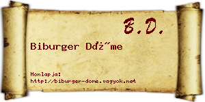 Biburger Döme névjegykártya